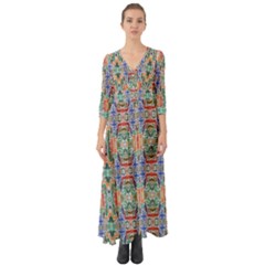 Colorful-23 Button Up Boho Maxi Dress