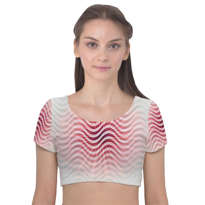 Art Abstract Art Abstract Velvet Short Sleeve Crop Top 