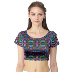 Colorful-23 1 Short Sleeve Crop Top by ArtworkByPatrick