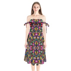  Artwork By Patrick-colorful-24 1 Shoulder Tie Bardot Midi Dress by ArtworkByPatrick