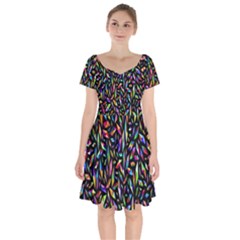 Colorful-25 Short Sleeve Bardot Dress by ArtworkByPatrick