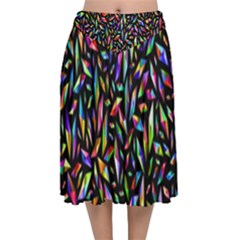 Colorful-25 Velvet Flared Midi Skirt