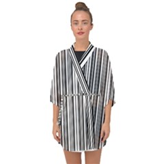 Barcode Pattern Half Sleeve Chiffon Kimono