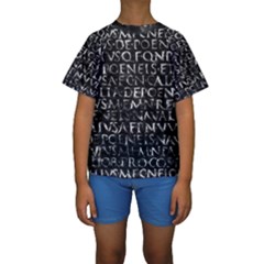 Antique Roman Typographic Pattern Kids  Short Sleeve Swimwear by dflcprints