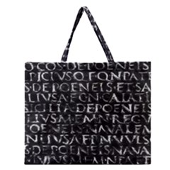 Antique Roman Typographic Pattern Zipper Large Tote Bag by dflcprints