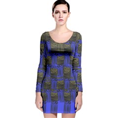 Basket Weave Long Sleeve Velvet Bodycon Dress by Sapixe