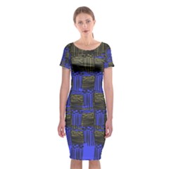 Basket Weave Classic Short Sleeve Midi Dress by Sapixe