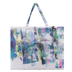 Background Color Circle Pattern Zipper Large Tote Bag by Sapixe