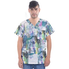 Background Color Circle Pattern Men s V-neck Scrub Top