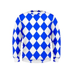 Blue White Diamonds Seamless Kids  Sweatshirt by Sapixe