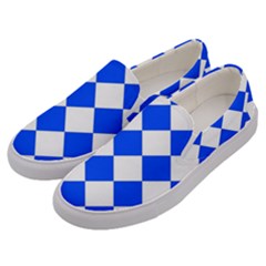 Blue White Diamonds Seamless Men s Canvas Slip Ons