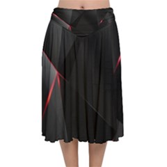 Black Light Dark Figures Velvet Flared Midi Skirt