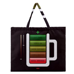 Black Energy Battery Life Zipper Large Tote Bag by Sapixe