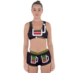 Black Energy Battery Life Racerback Boyleg Bikini Set by Sapixe