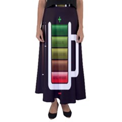 Black Energy Battery Life Flared Maxi Skirt by Sapixe