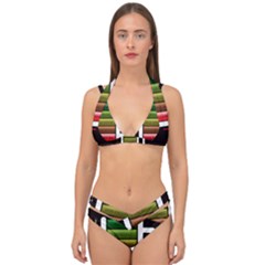 Black Energy Battery Life Double Strap Halter Bikini Set by Sapixe