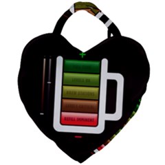 Black Energy Battery Life Giant Heart Shaped Tote by Sapixe