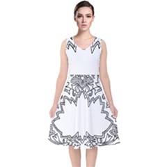 Bouquet Flower Decoration Pattern V-neck Midi Sleeveless Dress  by Sapixe