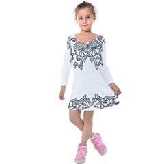 Bouquet Flower Decoration Pattern Kids  Long Sleeve Velvet Dress