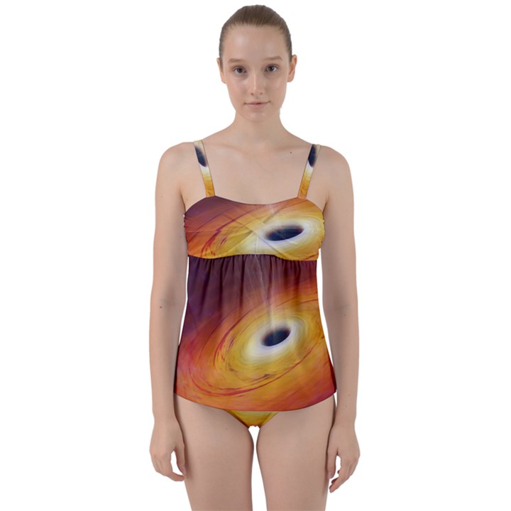 Black Hole Twist Front Tankini Set