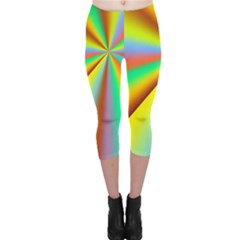 Burst Radial Shine Sunburst Sun Capri Leggings  by Sapixe