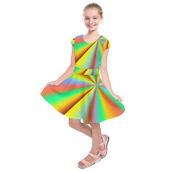 Burst Radial Shine Sunburst Sun Kids  Short Sleeve Dress by Sapixe