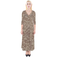 Camouflage Tarn Texture Pattern Quarter Sleeve Wrap Maxi Dress by Sapixe