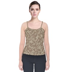 Camouflage Tarn Texture Pattern Velvet Spaghetti Strap Top