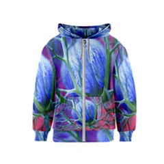 Blue Flowers With Thorns Kids  Zipper Hoodie by Sapixe