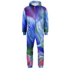 Blue Flowers With Thorns Hooded Jumpsuit (men) 