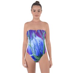 Blue Flowers With Thorns Tie Back One Piece Swimsuit by Sapixe