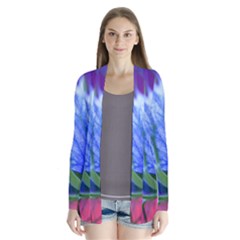 Blue Flowers With Thorns Drape Collar Cardigan by Sapixe