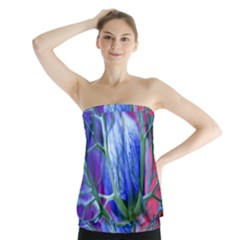 Blue Flowers With Thorns Strapless Top by Sapixe