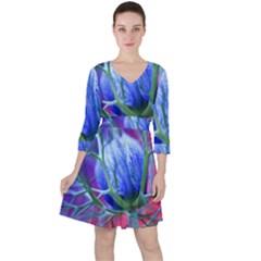 Blue Flowers With Thorns Ruffle Dress by Sapixe