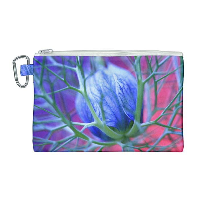 Blue Flowers With Thorns Canvas Cosmetic Bag (Large)