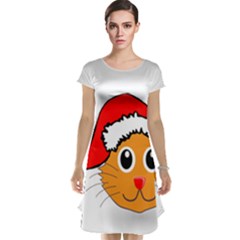 Cat Christmas Cartoon Clip Art Cap Sleeve Nightdress by Sapixe