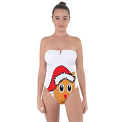 Cat Christmas Cartoon Clip Art Tie Back One Piece Swimsuit by Sapixe