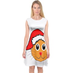 Cat Christmas Cartoon Clip Art Capsleeve Midi Dress by Sapixe