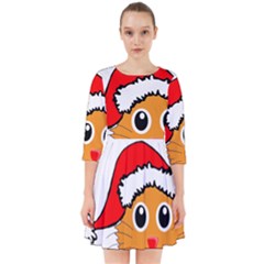 Cat Christmas Cartoon Clip Art Smock Dress