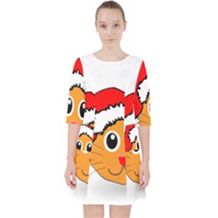 Cat Christmas Cartoon Clip Art Pocket Dress by Sapixe