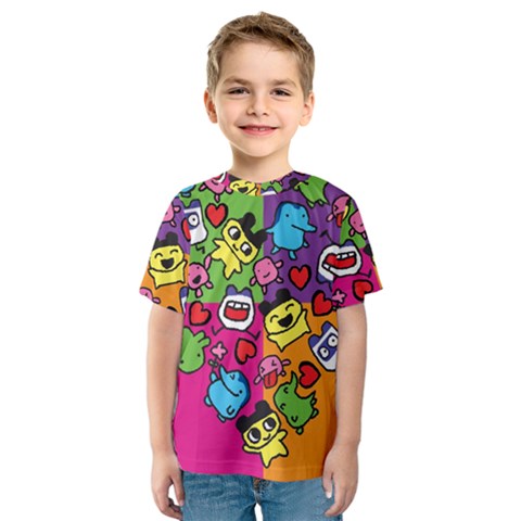 Cartoon Pattern Kids  Sport Mesh Tee by Sapixe