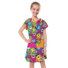 Cartoon Pattern Kids  Drop Waist Dress by Sapixe