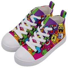 Cartoon Pattern Kid s Mid-top Canvas Sneakers