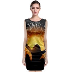 Celebration Night Sky With Fireworks In Various Colors Sleeveless Velvet Midi Dress by Sapixe