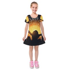 Celebration Night Sky With Fireworks In Various Colors Kids  Short Sleeve Velvet Dress by Sapixe