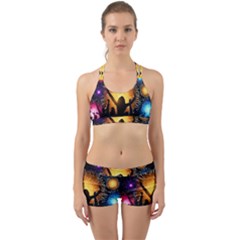 Celebration Night Sky With Fireworks In Various Colors Back Web Gym Set by Sapixe