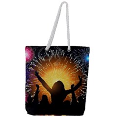 Celebration Night Sky With Fireworks In Various Colors Full Print Rope Handle Tote (large) by Sapixe