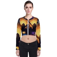 Celebration Night Sky With Fireworks In Various Colors Bomber Jacket