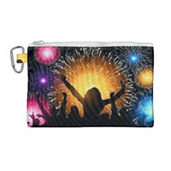 Celebration Night Sky With Fireworks In Various Colors Canvas Cosmetic Bag (large)