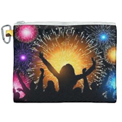 Celebration Night Sky With Fireworks In Various Colors Canvas Cosmetic Bag (xxl) by Sapixe